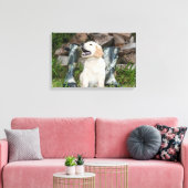 Golden Retriever Puppy en Jachtlaarzen Canvas Afdruk (Insitu (Woonkamer))