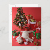 Golden Retriever Puppy en Kerstmis Feestdagenkaart (Voorkant / Achterkant)