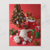 Golden Retriever Puppy en Kerstmis Feestdagenkaart (Voorkant)