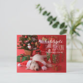 Golden Retriever Puppy en Kerstmis Feestdagenkaart (Staand voorkant)