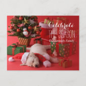 Golden Retriever Puppy en Kerstmis Feestdagenkaart (Voorkant)