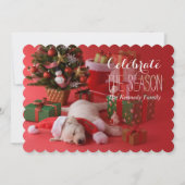 Golden Retriever Puppy en Kerstmis Kaart (Voorkant)