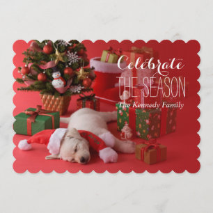 Golden Retriever Puppy en Kerstmis Kaart
