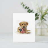 Golden Retriever Puppy en Vlag Briefkaart (Staand voorkant)