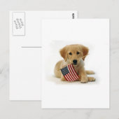 Golden Retriever Puppy en Vlag Briefkaart (Voorkant / Achterkant)
