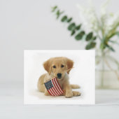 Golden Retriever Puppy en Vlag Briefkaart (Staand voorkant)