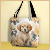 Golden Retriever Puppy gele bloemen Tote Bag