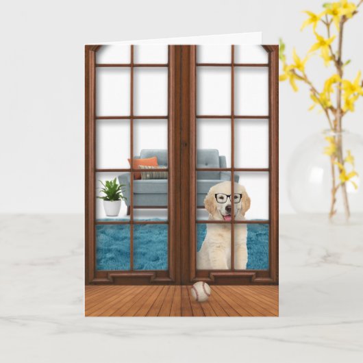 Golden Retriever Puppy Get Well Card Kaart (Gele Bloem)