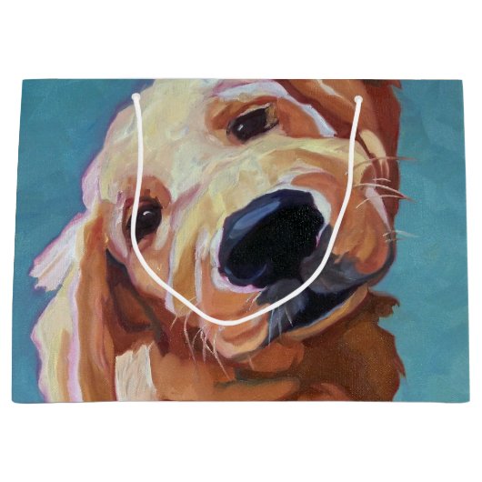 Golden Retriever Puppy Gift Bag Groot Cadeauzakje (Voorkant)