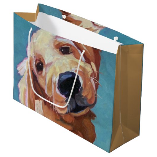 Golden Retriever Puppy Gift Bag Groot Cadeauzakje (Voorkant Gekanteld)