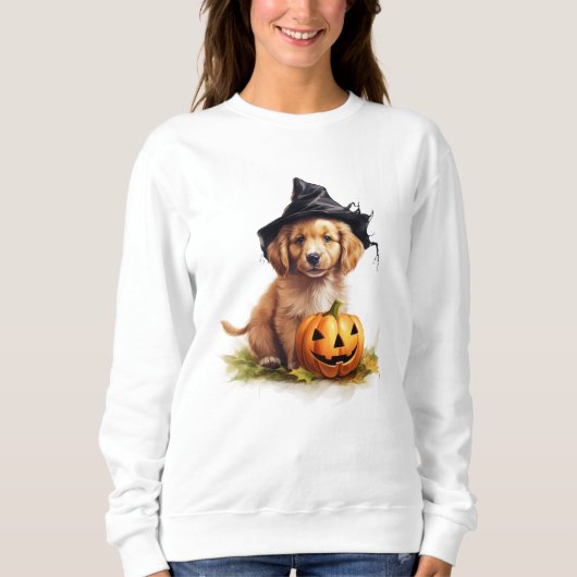 Golden Retriever Puppy Halloween Sweatshirt (Voorkant)