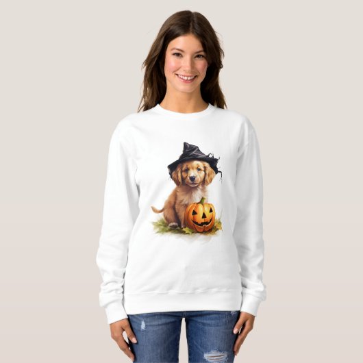 Golden Retriever Puppy Halloween Sweatshirt (Voorkant volledig)