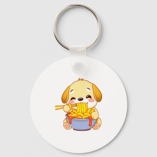 Golden Retriever puppy happily slurping Rabokki! Sleutelhanger (Voorkant)