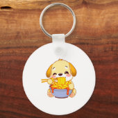 Golden Retriever puppy happily slurping Rabokki! Sleutelhanger (Voorkant)