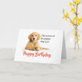 Golden Retriever Puppy Happy Birthday Kaart (Gele Bloem)