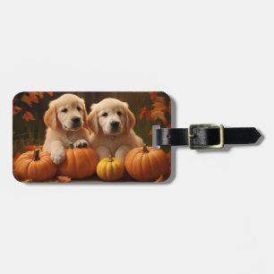 Golden Retriever Puppy Herfst Delight Pompoen Bagagelabel