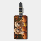 Golden Retriever Puppy Herfst Delight Pompoen Bagagelabel (Voorkant verticaal)