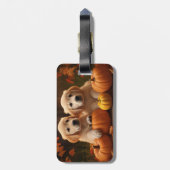 Golden Retriever Puppy Herfst Delight Pompoen Bagagelabel (Achterkant verticaal)