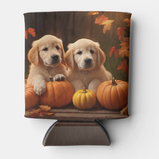 Golden Retriever Puppy Herfst Delight Pompoen Blikjeskoeler (Voorkant)