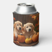 Golden Retriever Puppy Herfst Delight Pompoen Blikjeskoeler (Blikje Achterkant)