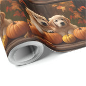 Golden Retriever Puppy Herfst Delight Pompoen Cadeaupapier (Rol Hoek)