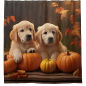 Golden Retriever Puppy Herfst Delight Pompoen Douchegordijn (Voorkant)