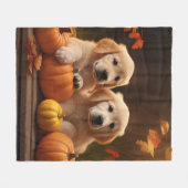 Golden Retriever Puppy Herfst Delight Pompoen Fleece Deken (Voorkant (Horizontaal))