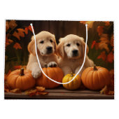 Golden Retriever Puppy Herfst Delight Pompoen Groot Cadeauzakje (Achterkant)