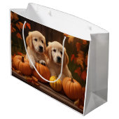 Golden Retriever Puppy Herfst Delight Pompoen Groot Cadeauzakje (Achterkant Gekanteld)