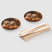 Golden Retriever Puppy Herfst Delight Pompoen Handwaaier (Niet-gemonteerd)