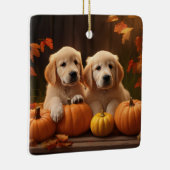Golden Retriever Puppy Herfst Delight Pompoen Keramisch Ornament (Rechts)