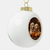 Golden Retriever Puppy Herfst Delight Pompoen Keramische Bal Ornament (Links)