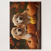 Golden Retriever Puppy Herfst Delight Pompoen Legpuzzel (Verticaal)