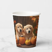 Golden Retriever Puppy Herfst Delight Pompoen Papieren Bekers (Achterkant)