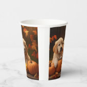 Golden Retriever Puppy Herfst Delight Pompoen Papieren Bekers (Rechts)
