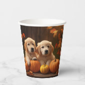 Golden Retriever Puppy Herfst Delight Pompoen Papieren Bekers (Voorkant)