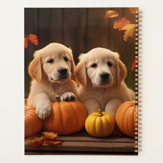 Golden Retriever Puppy Herfst Delight Pompoen Planner (Achterkant)