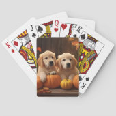 Golden Retriever Puppy Herfst Delight Pompoen Pokerkaarten (Achterkant)