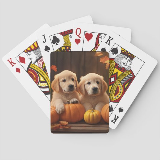 Golden Retriever Puppy Herfst Delight Pompoen Pokerkaarten (Achterkant)