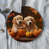 Golden Retriever Puppy Herfst Delight Pompoen Ronde Button 6,0 Cm (In situ)