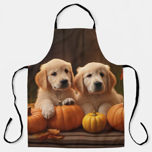 Golden Retriever Puppy Herfst Delight Pompoen Schort (Voorkant)