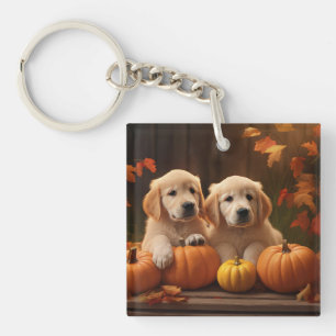 Golden Retriever Puppy Herfst Delight Pompoen Sleutelhanger