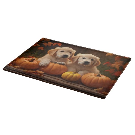 Golden Retriever Puppy Herfst Delight Pompoen Snijplank (Hoek)