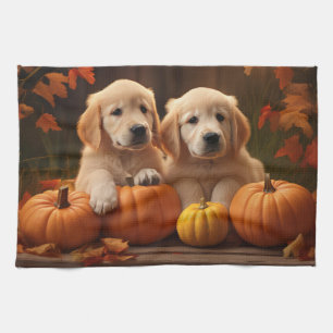 Golden Retriever Puppy Herfst Delight Pompoen Theedoek
