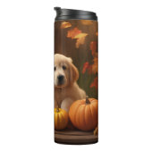Golden Retriever Puppy Herfst Delight Pompoen Thermosbeker (Geroteerd rechts)