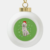 Golden Retriever Puppy Hondenfeestdag Kerstmis Keramische Bal Ornament (Voorkant)
