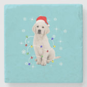 Golden Retriever Puppy Hondenfeestdag Kerstmis Stenen Onderzetter (Voorkant)