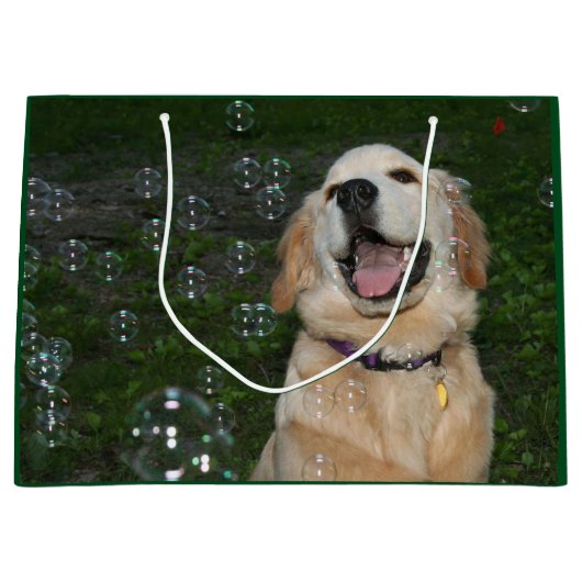 Golden Retriever Puppy in Bubbles Groot Cadeauzakje (Voorkant)