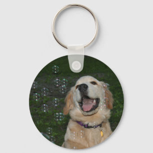 Golden Retriever Puppy in Bubbles Sleutelhanger