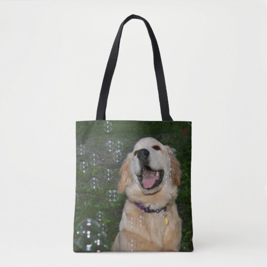 Golden Retriever Puppy in Bubbles Tote Bag (Voorkant)